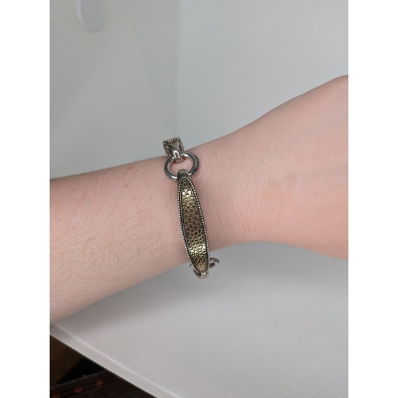 John Hardy 18K Gold Sterling Silver Chrysanthemum Bridle Dot Bracelet *Rare* - Picture 5 of 11